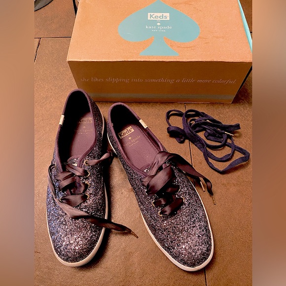 Navy Glitter Kate Spade Keds - Picture 1 of 7